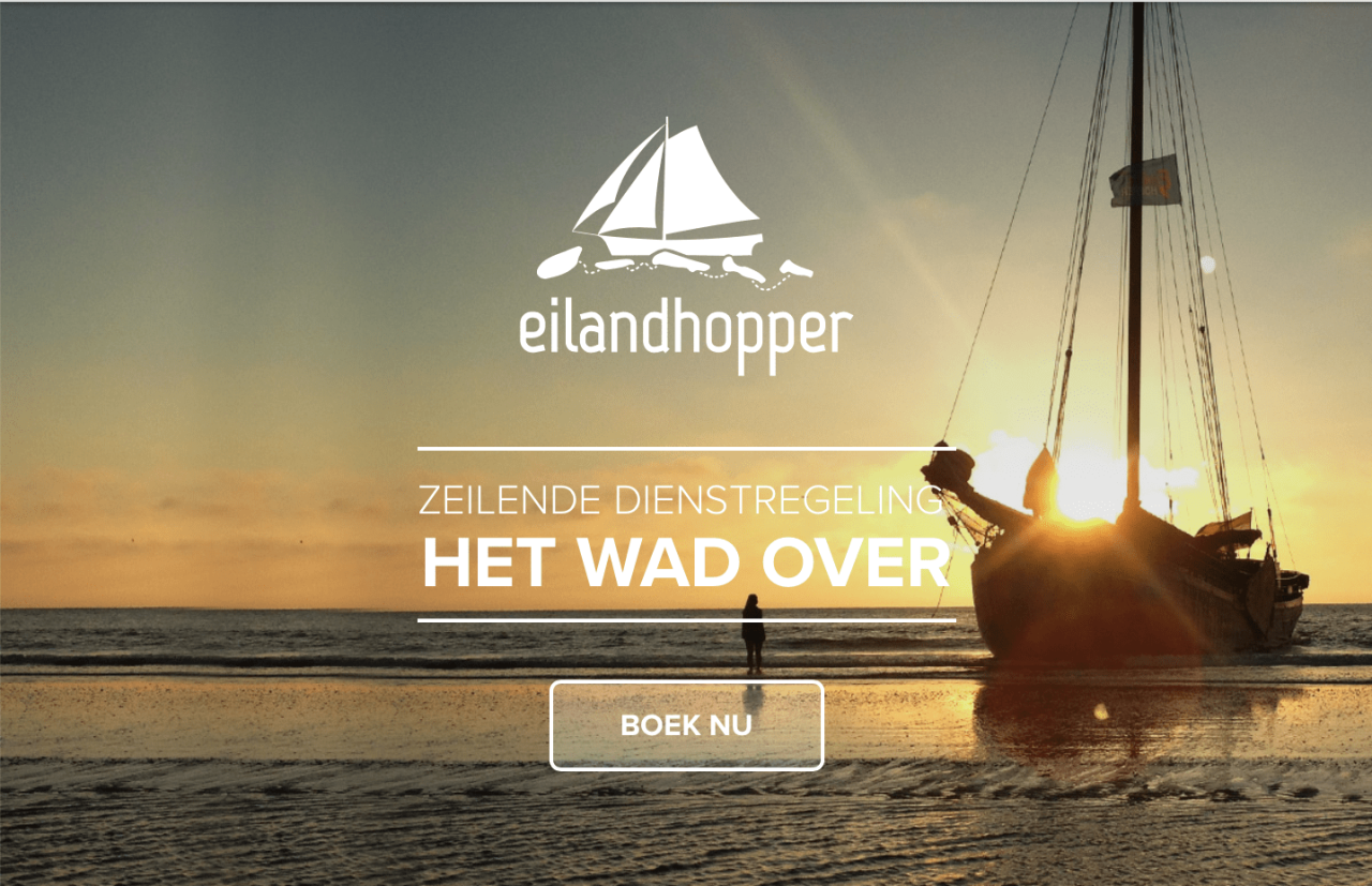 Screenshot van de Eilandhopper website